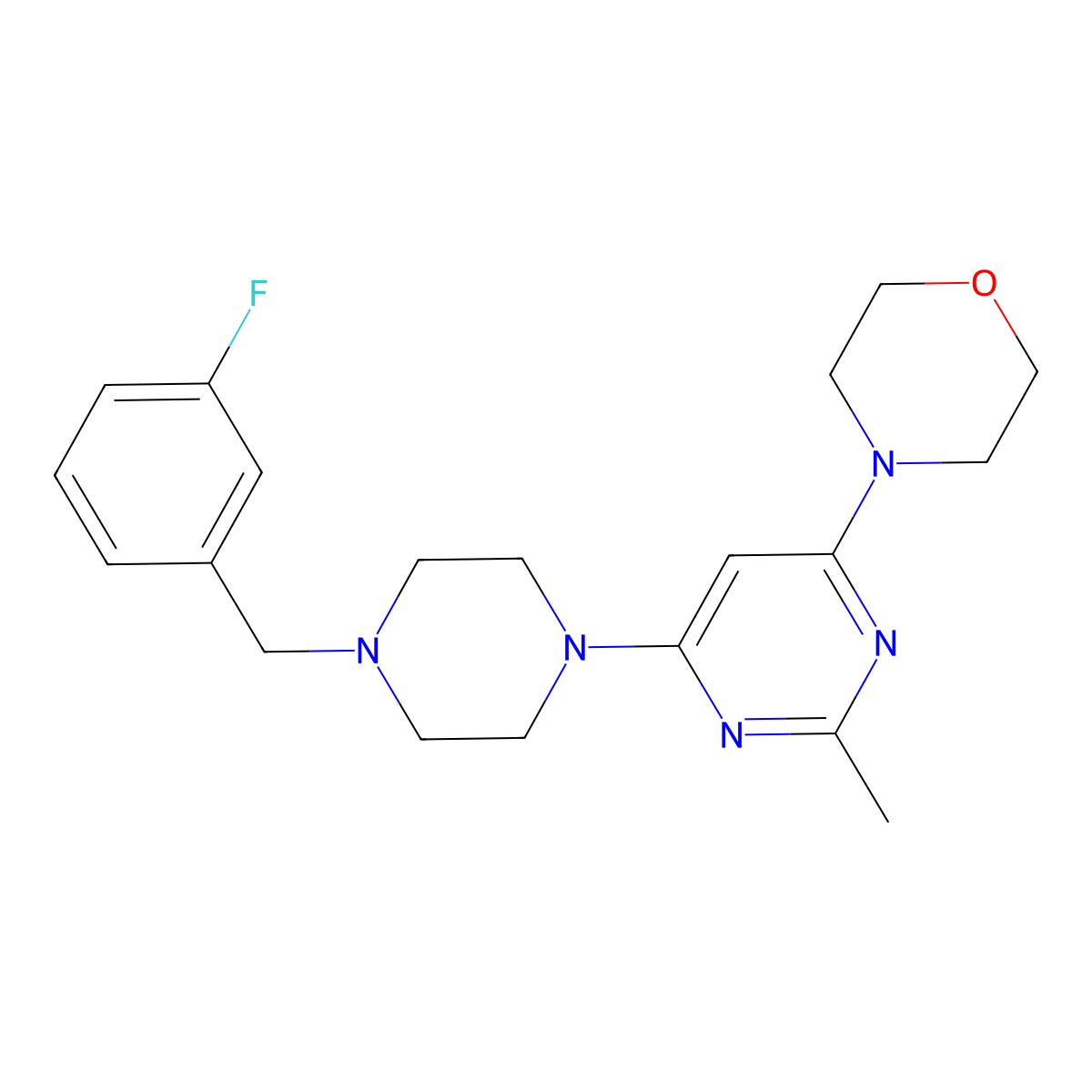 4-(6-{4-[(3-Fluorophenyl)methyl]piperazin-1-yl}-2-methylpyrimidin-4-yl)morpholine molecular structure, CAS 2415561-98-5