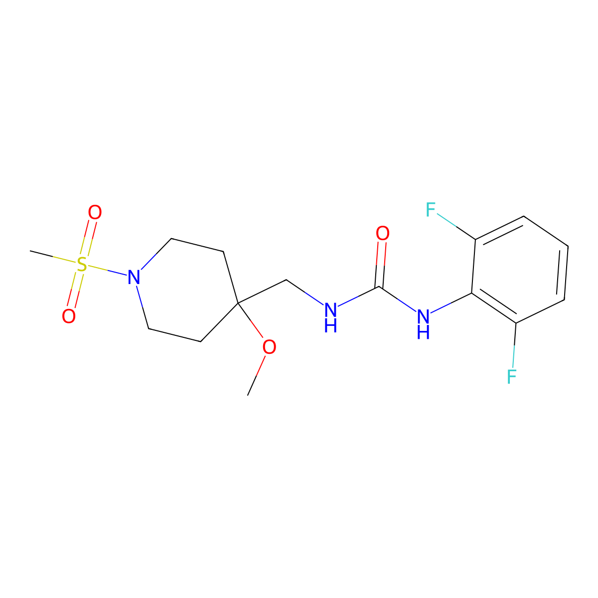 1-(2,6-Difluorophenyl)-3-[(1-methanesulfonyl-4-methoxypiperidin-4-yl)methyl]urea molecular structure, CAS 2415562-01-3