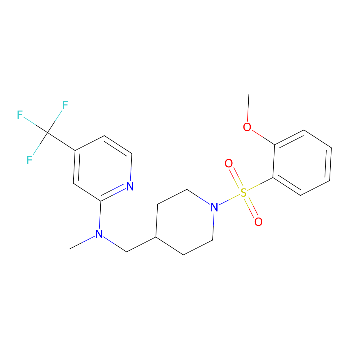N-{[1-(2-methoxybenzenesulfonyl)piperidin-4-yl]methyl}-N-methyl-4-(trifluoromethyl)pyridin-2-amine molecular structure, CAS 2415562-03-5