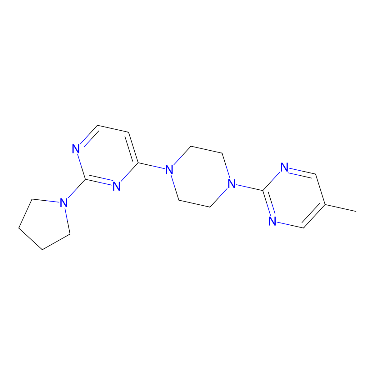 4-[4-(5-Methylpyrimidin-2-yl)piperazin-1-yl]-2-(pyrrolidin-1-yl)pyrimidine molecular structure, CAS 2415562-04-6