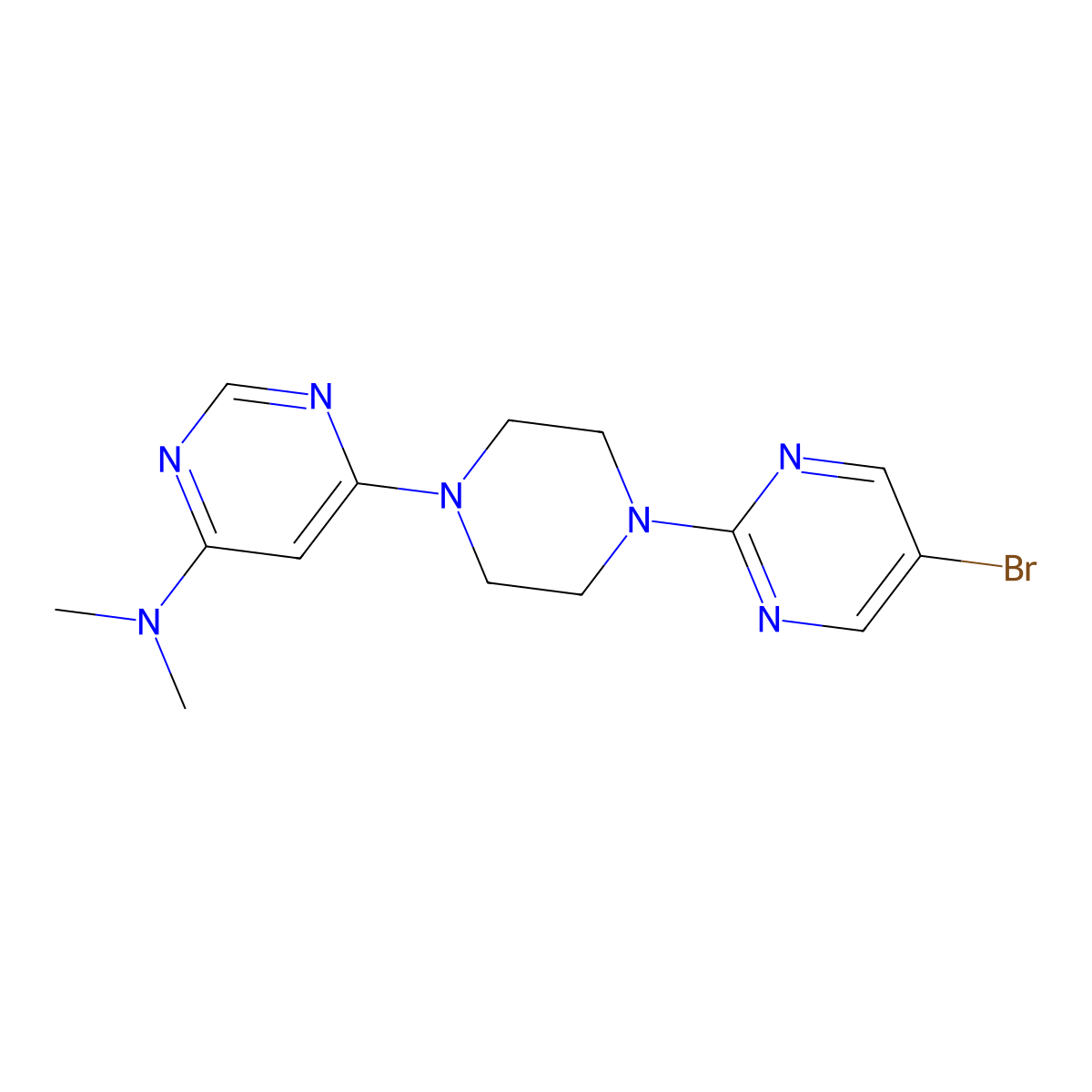 6-[4-(5-bromopyrimidin-2-yl)piperazin-1-yl]-N,N-dimethylpyrimidin-4-amine molecular structure, CAS 2415562-05-7