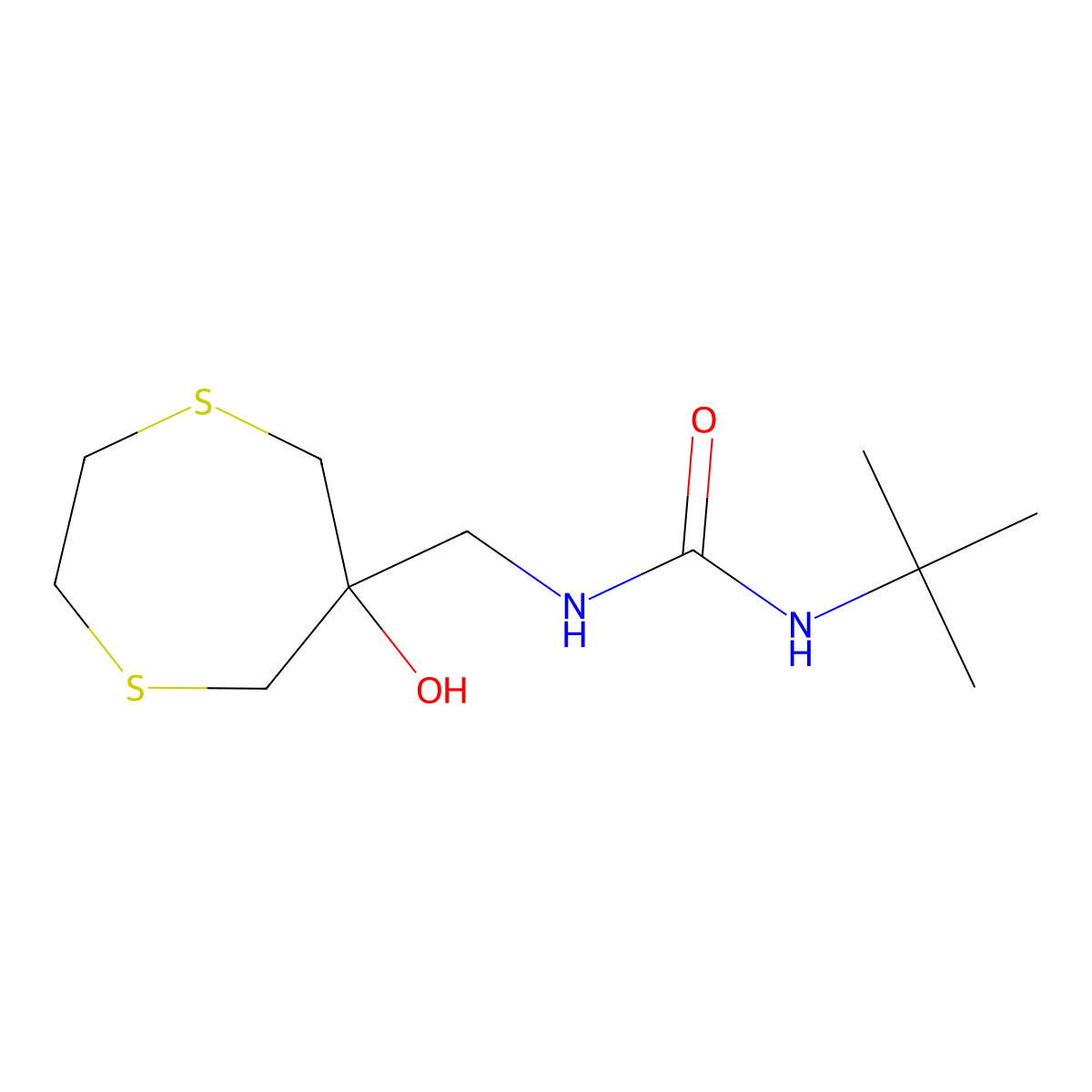 3-Tert-butyl-1-[(6-hydroxy-1,4-dithiepan-6-yl)methyl]urea molecular structure, CAS 2415562-07-9