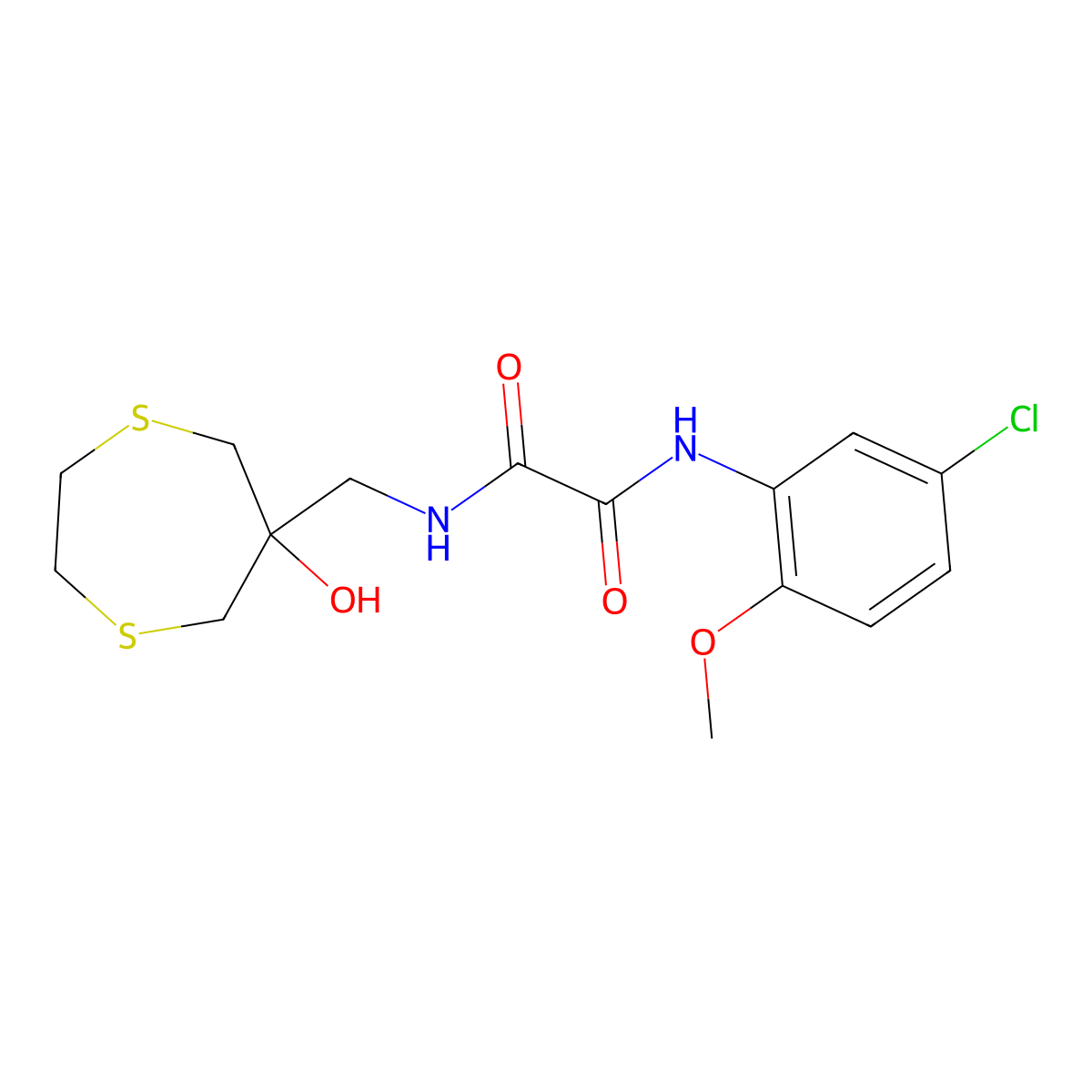 N-(5-chloro-2-methoxyphenyl)-N'-[(6-hydroxy-1,4-dithiepan-6-yl)methyl]ethanediamide molecular structure, CAS 2415562-09-1