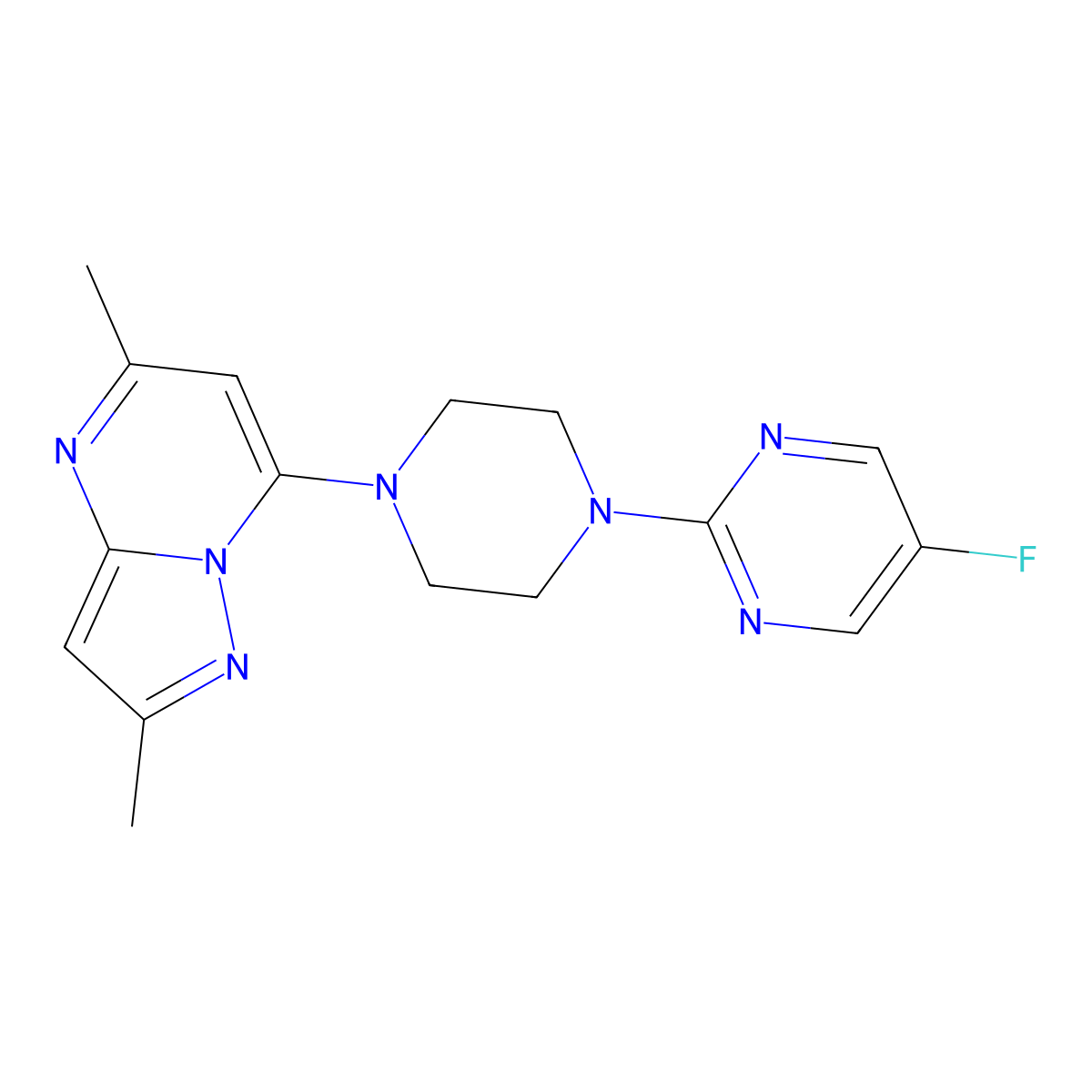 2-(4-{2,5-Dimethylpyrazolo[1,5-a]pyrimidin-7-yl}piperazin-1-yl)-5-fluoropyrimidine molecular structure, CAS 2415562-11-5
