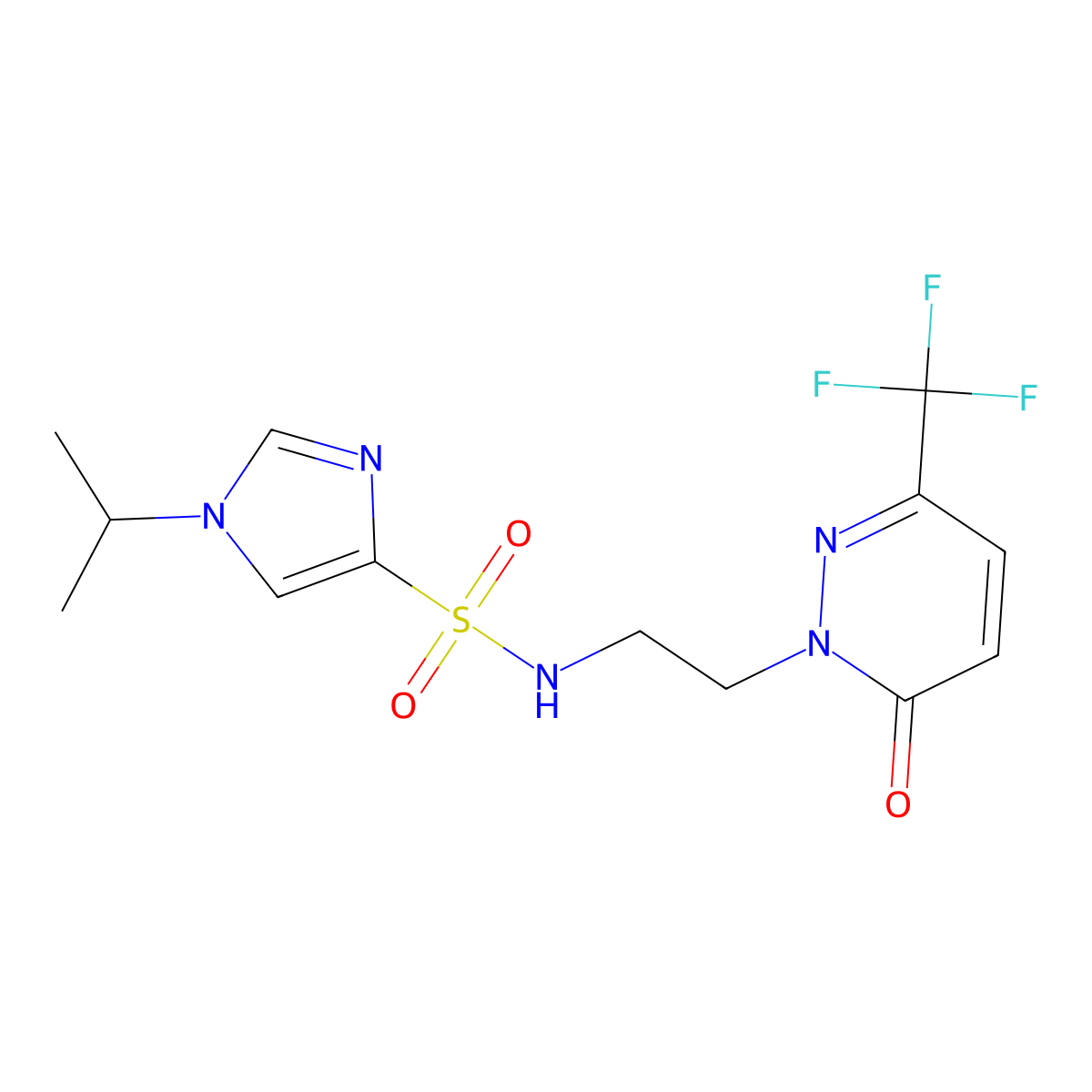 N-{2-[6-oxo-3-(trifluoromethyl)-1,6-dihydropyridazin-1-yl]ethyl}-1-(propan-2-yl)-1H-imidazole-4-sulfonamide molecular structure, CAS 2415562-12-6