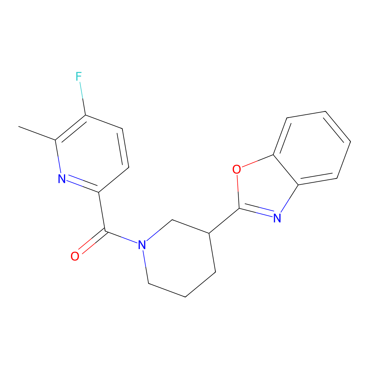 2-[1-(5-Fluoro-6-methylpyridine-2-carbonyl)piperidin-3-yl]-1,3-benzoxazole molecular structure, CAS 2415562-13-7