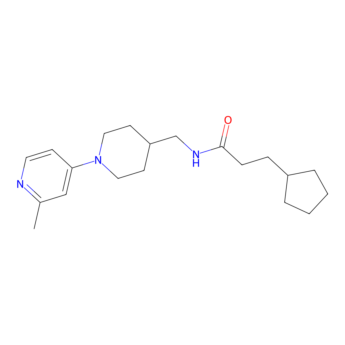 3-cyclopentyl-N-{[1-(2-methylpyridin-4-yl)piperidin-4-yl]methyl}propanamide molecular structure, CAS 2415562-25-1