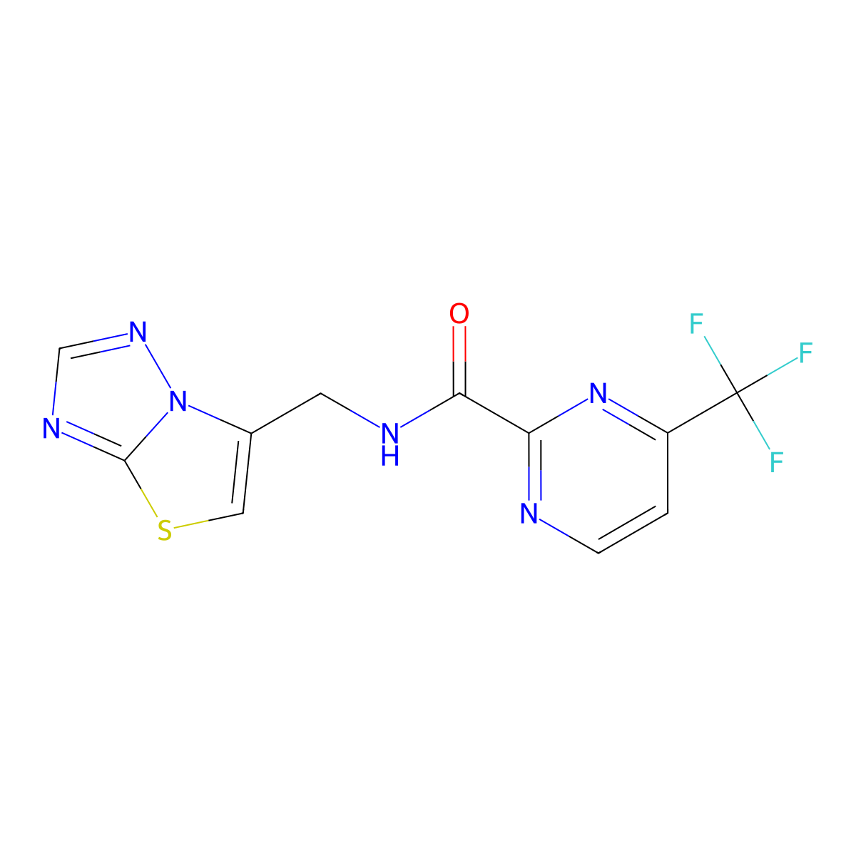 N-({[1,2,4]triazolo[3,2-b][1,3]thiazol-6-yl}methyl)-4-(trifluoromethyl)pyrimidine-2-carboxamide molecular structure, CAS 2415562-31-9