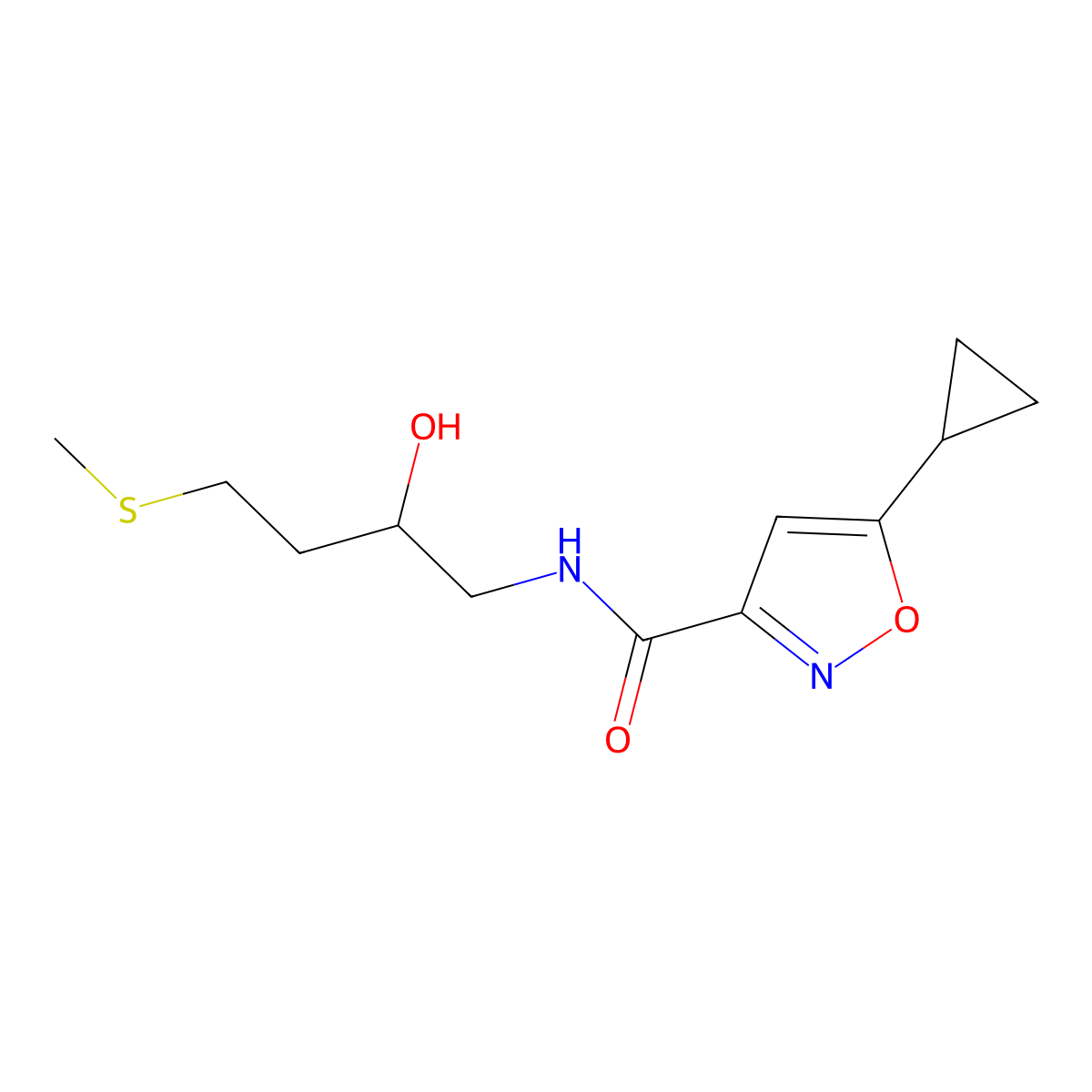 5-cyclopropyl-N-[2-hydroxy-4-(methylsulfanyl)butyl]-1,2-oxazole-3-carboxamide molecular structure, CAS 2415562-41-1