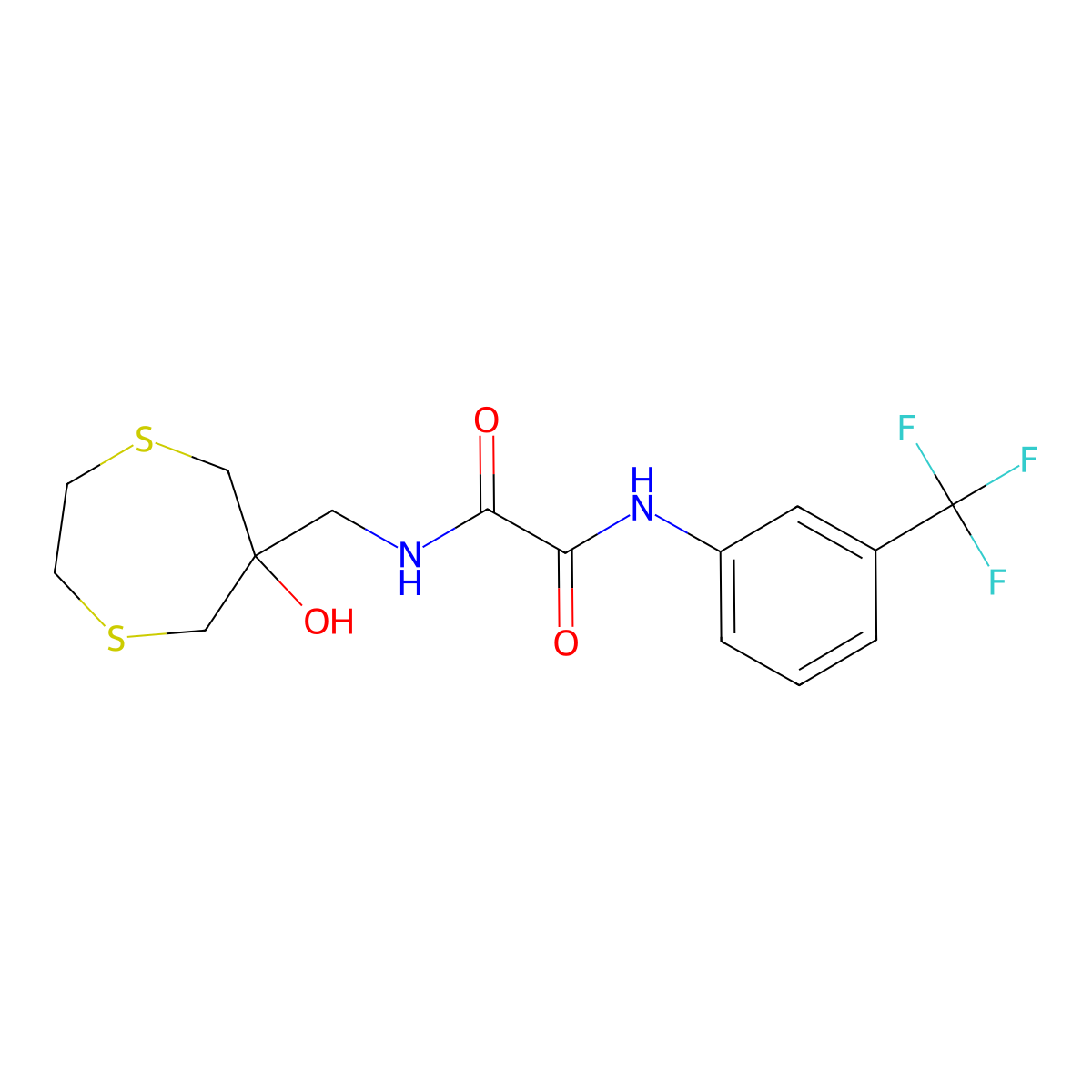N'-[(6-hydroxy-1,4-dithiepan-6-yl)methyl]-N-[3-(trifluoromethyl)phenyl]ethanediamide molecular structure, CAS 2415562-43-3