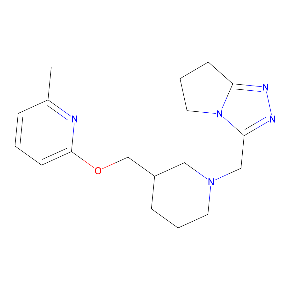 2-methyl-6-{[1-({5H,6H,7H-pyrrolo[2,1-c][1,2,4]triazol-3-yl}methyl)piperidin-3-yl]methoxy}pyridine molecular structure, CAS 2415562-47-7