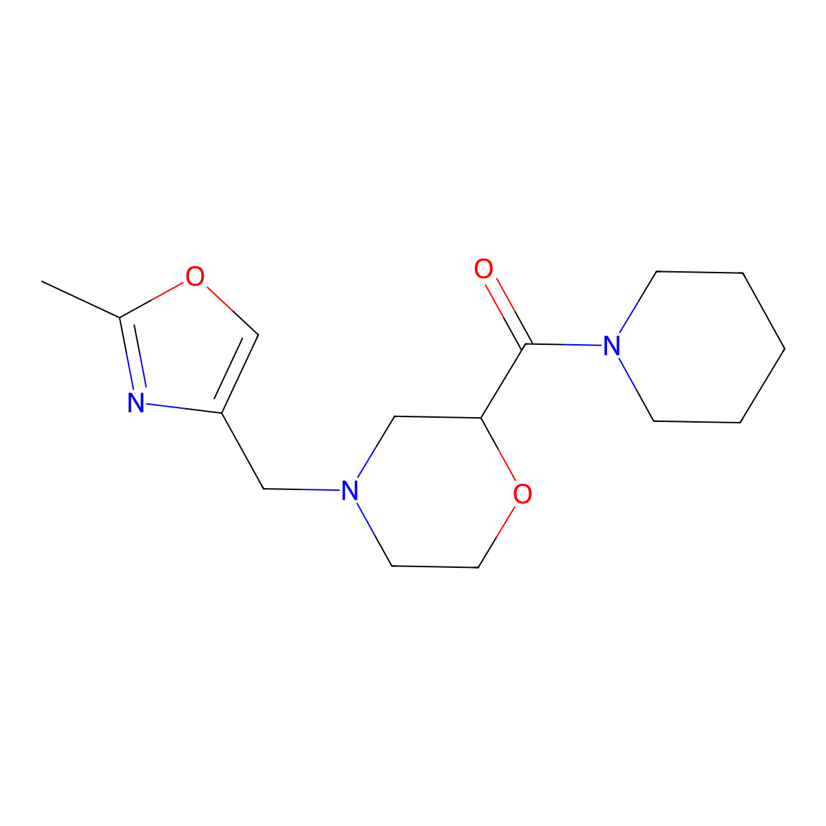 4-[(2-Methyl-1,3-oxazol-4-yl)methyl]-2-(piperidine-1-carbonyl)morpholine molecular structure, CAS 2415562-48-8