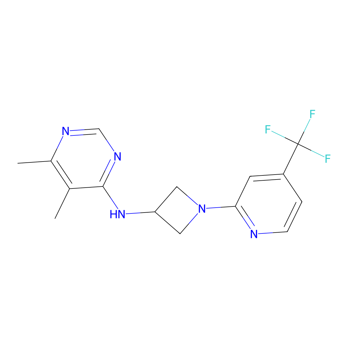 5,6-dimethyl-N-{1-[4-(trifluoromethyl)pyridin-2-yl]azetidin-3-yl}pyrimidin-4-amine molecular structure, CAS 2415562-51-3