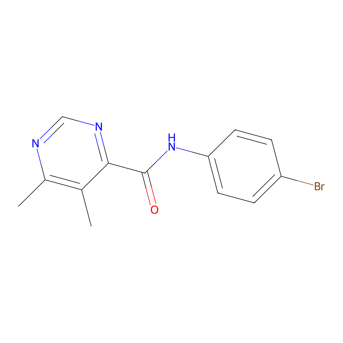 N-(4-bromophenyl)-5,6-dimethylpyrimidine-4-carboxamide molecular structure, CAS 2415562-59-1