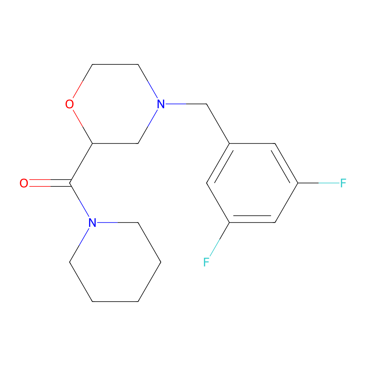 4-[(3,5-Difluorophenyl)methyl]-2-(piperidine-1-carbonyl)morpholine molecular structure, CAS 2415562-61-5