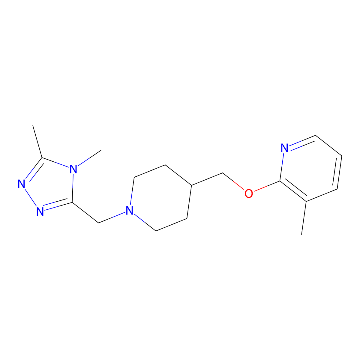 2-({1-[(4,5-dimethyl-4H-1,2,4-triazol-3-yl)methyl]piperidin-4-yl}methoxy)-3-methylpyridine molecular structure, CAS 2415562-62-6