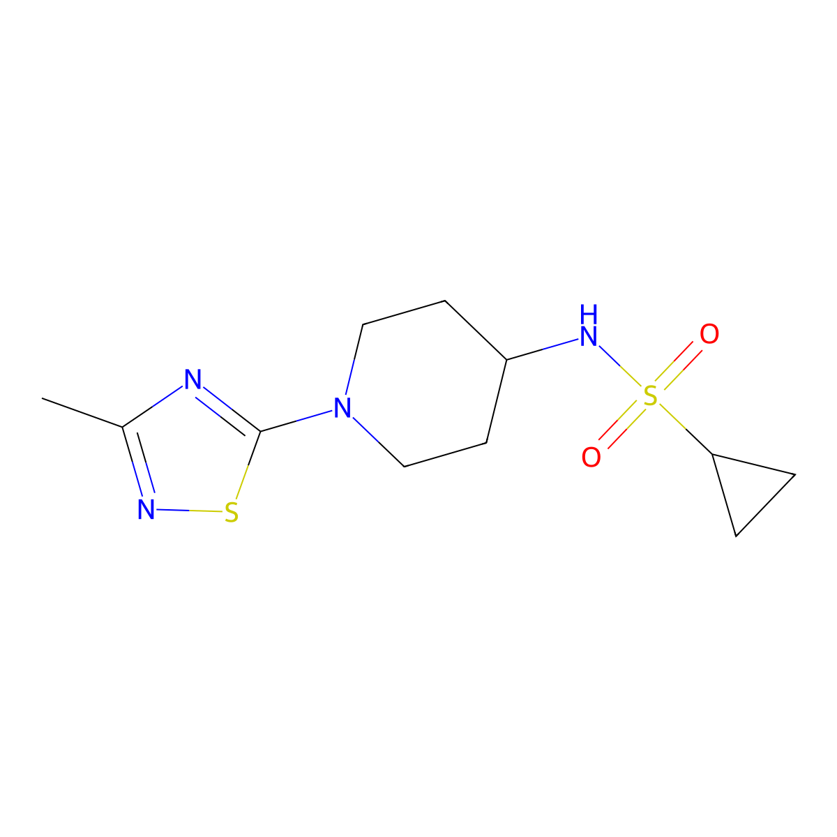 N-[1-(3-Methyl-1,2,4-thiadiazol-5-yl)piperidin-4-yl]cyclopropanesulfonamide molecular structure, CAS 2415562-64-8