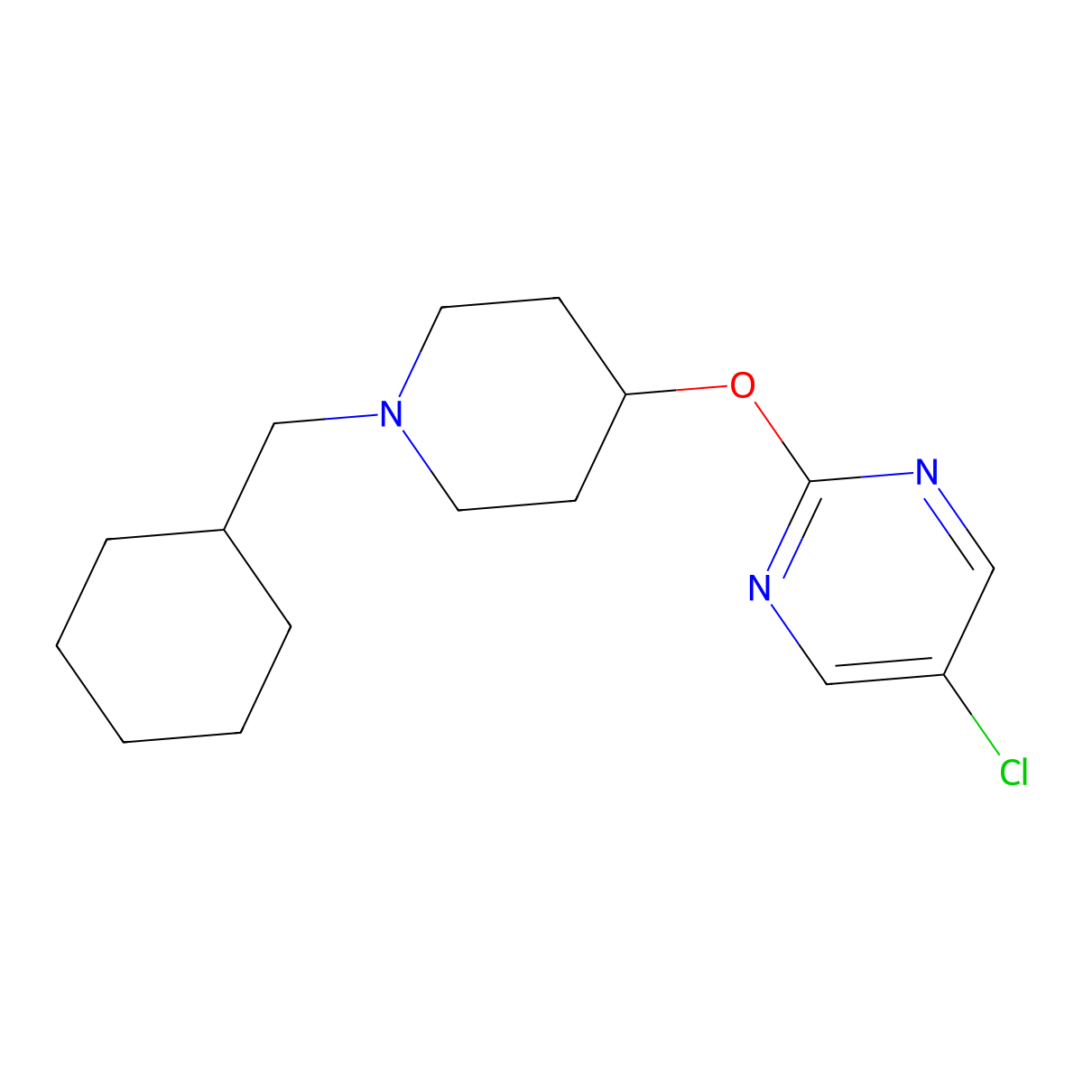 5-Chloro-2-{[1-(cyclohexylmethyl)piperidin-4-yl]oxy}pyrimidine molecular structure, CAS 2415562-67-1