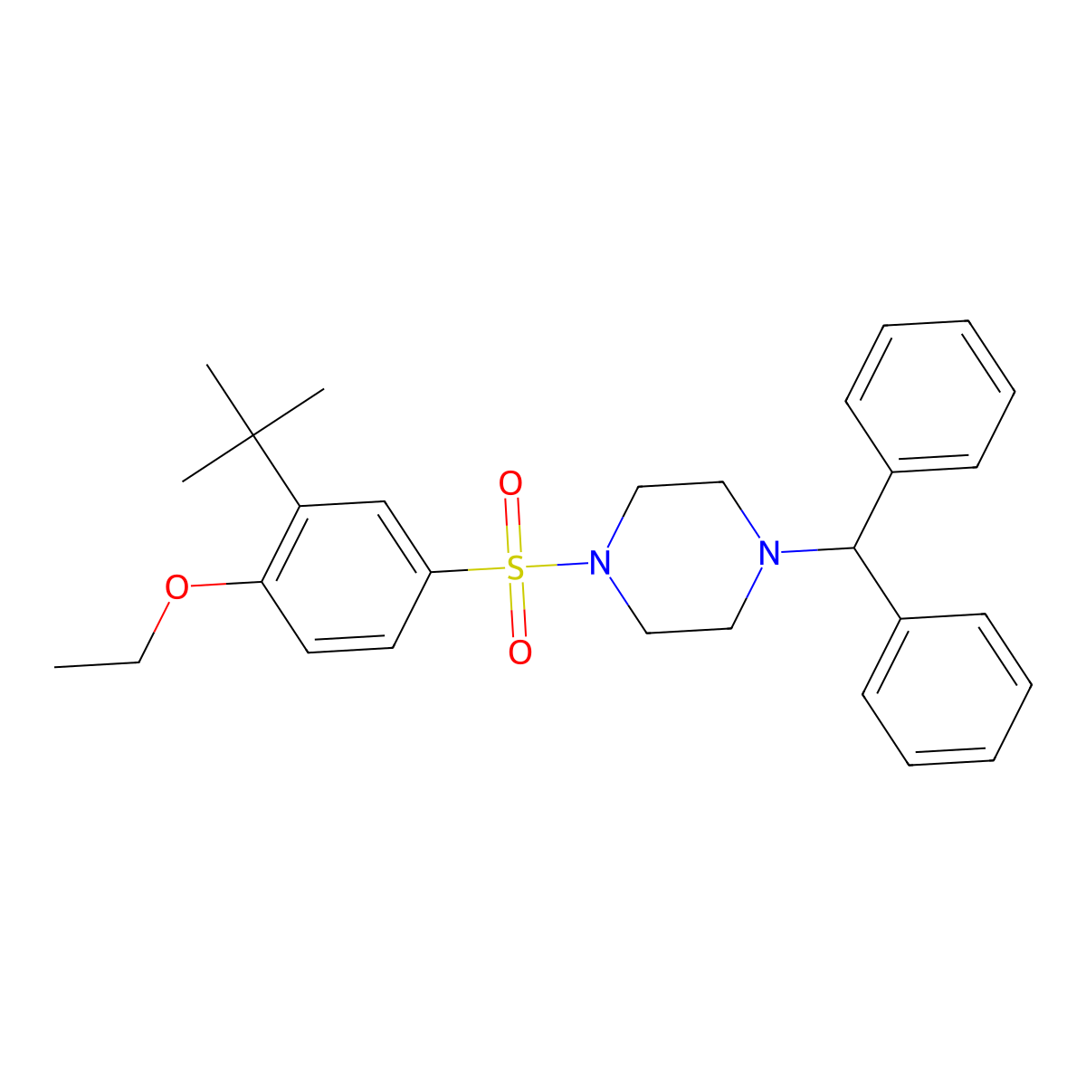 1-(3-Tert-butyl-4-ethoxybenzenesulfonyl)-4-(diphenylmethyl)piperazine molecular structure, CAS 2415562-68-2