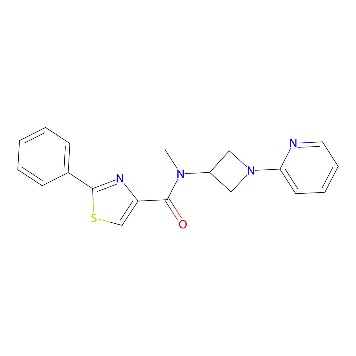 N-methyl-2-phenyl-N-[1-(pyridin-2-yl)azetidin-3-yl]-1,3-thiazole-4-carboxamide molecular structure, CAS 2415562-69-3