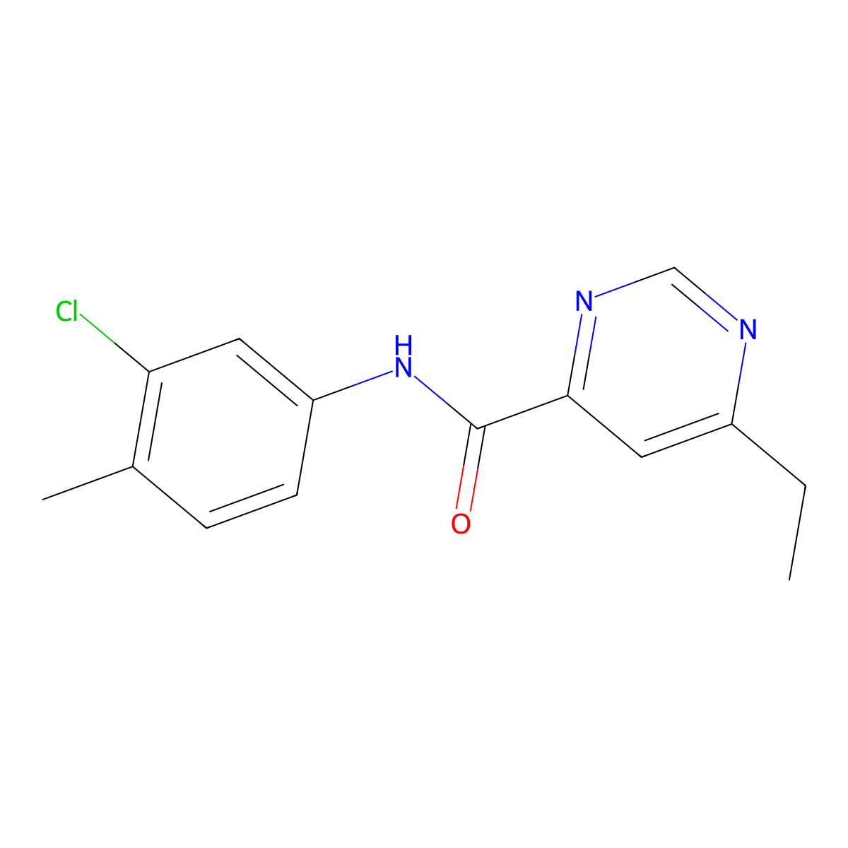 N-(3-Chloro-4-methylphenyl)-6-ethylpyrimidine-4-carboxamide molecular structure, CAS 2415562-70-6