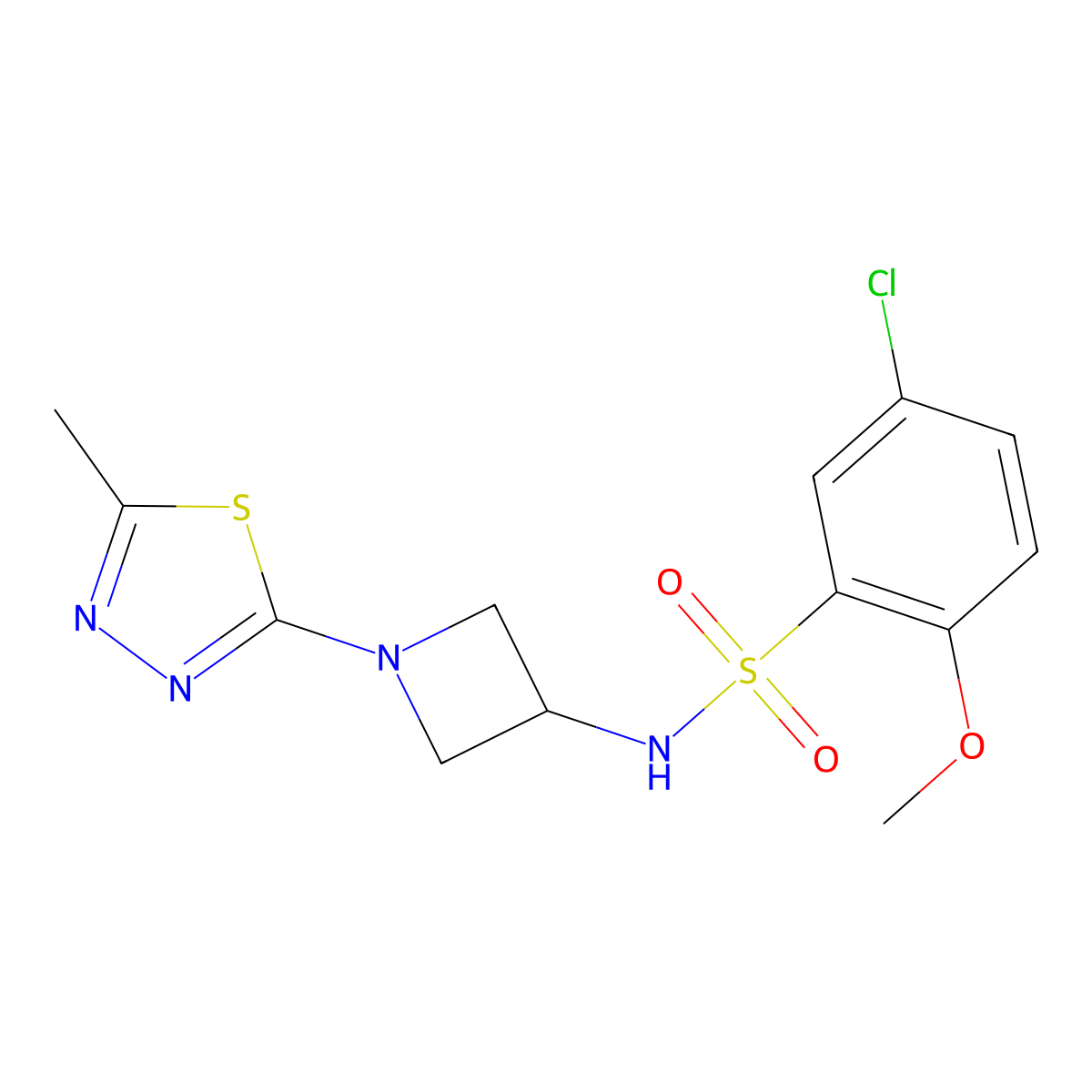 5-chloro-2-methoxy-N-[1-(5-methyl-1,3,4-thiadiazol-2-yl)azetidin-3-yl]benzene-1-sulfonamide molecular structure, CAS 2415562-73-9