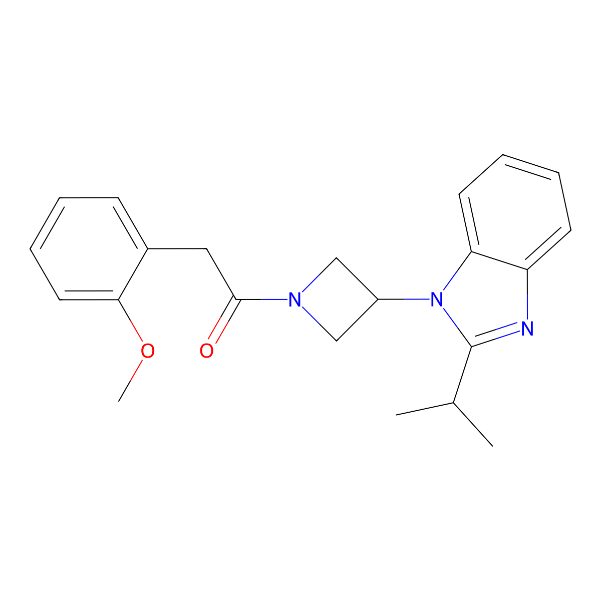 2-(2-methoxyphenyl)-1-{3-[2-(propan-2-yl)-1H-1,3-benzodiazol-1-yl]azetidin-1-yl}ethan-1-one molecular structure, CAS 2415562-76-2