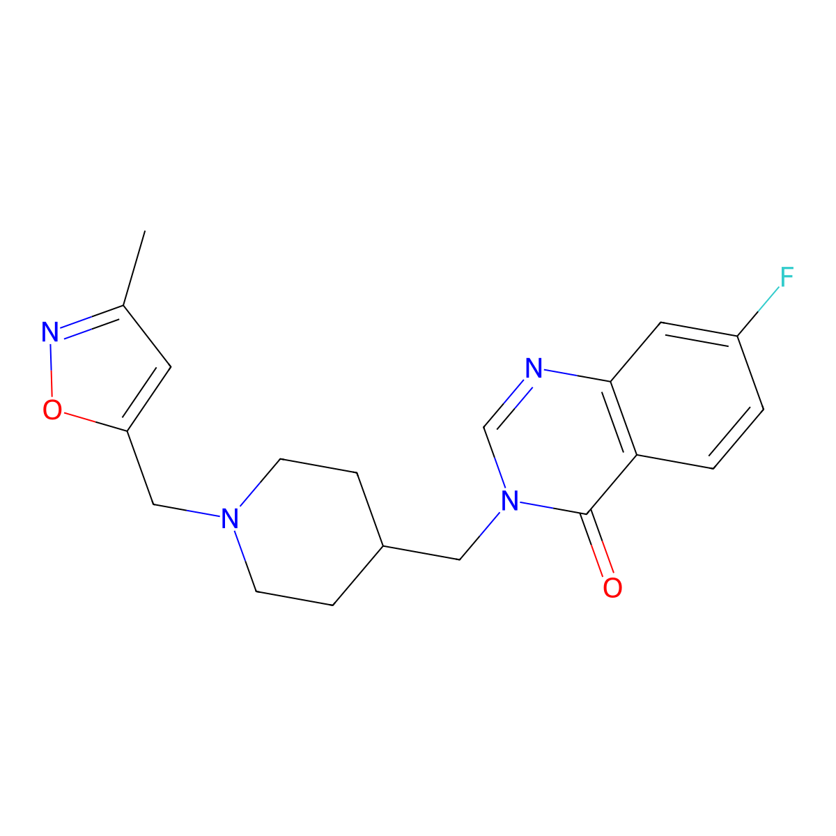 7-Fluoro-3-({1-[(3-methyl-1,2-oxazol-5-yl)methyl]piperidin-4-yl}methyl)-3,4-dihydroquinazolin-4-one molecular structure, CAS 2415562-85-3