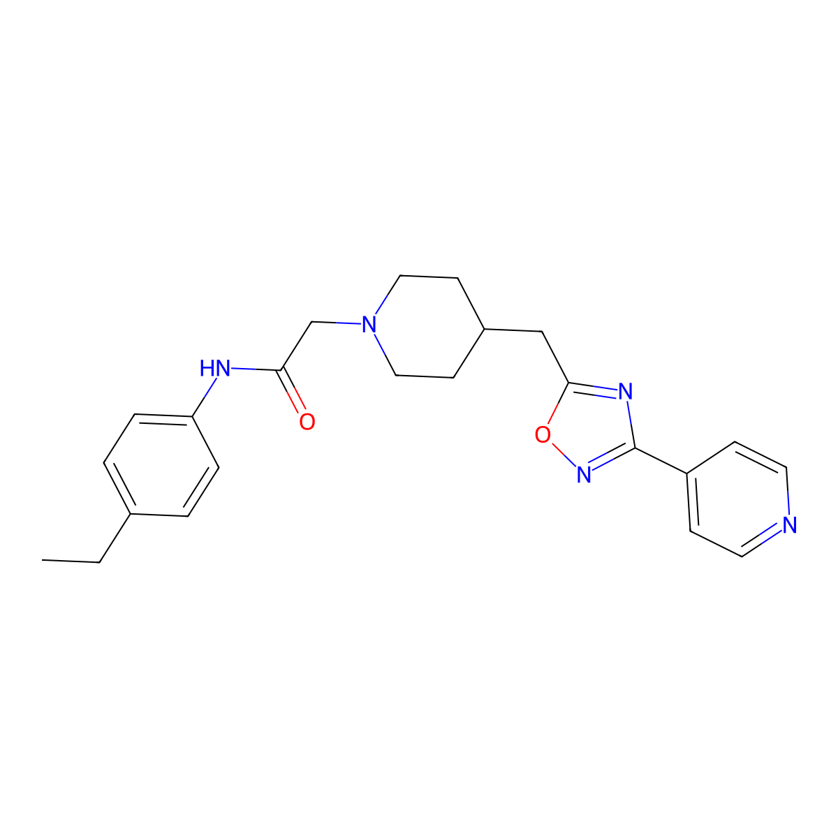 N-(4-ethylphenyl)-2-(4-{[3-(pyridin-4-yl)-1,2,4-oxadiazol-5-yl]methyl}piperidin-1-yl)acetamide molecular structure, CAS 2415562-87-5