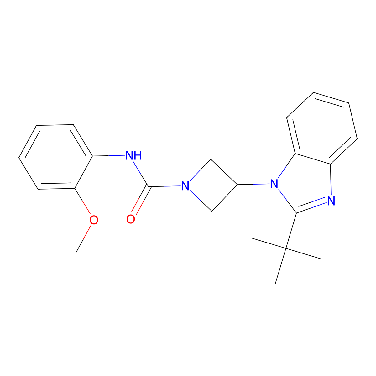 3-(2-tert-butyl-1H-1,3-benzodiazol-1-yl)-N-(2-methoxyphenyl)azetidine-1-carboxamide molecular structure, CAS 2415562-93-3