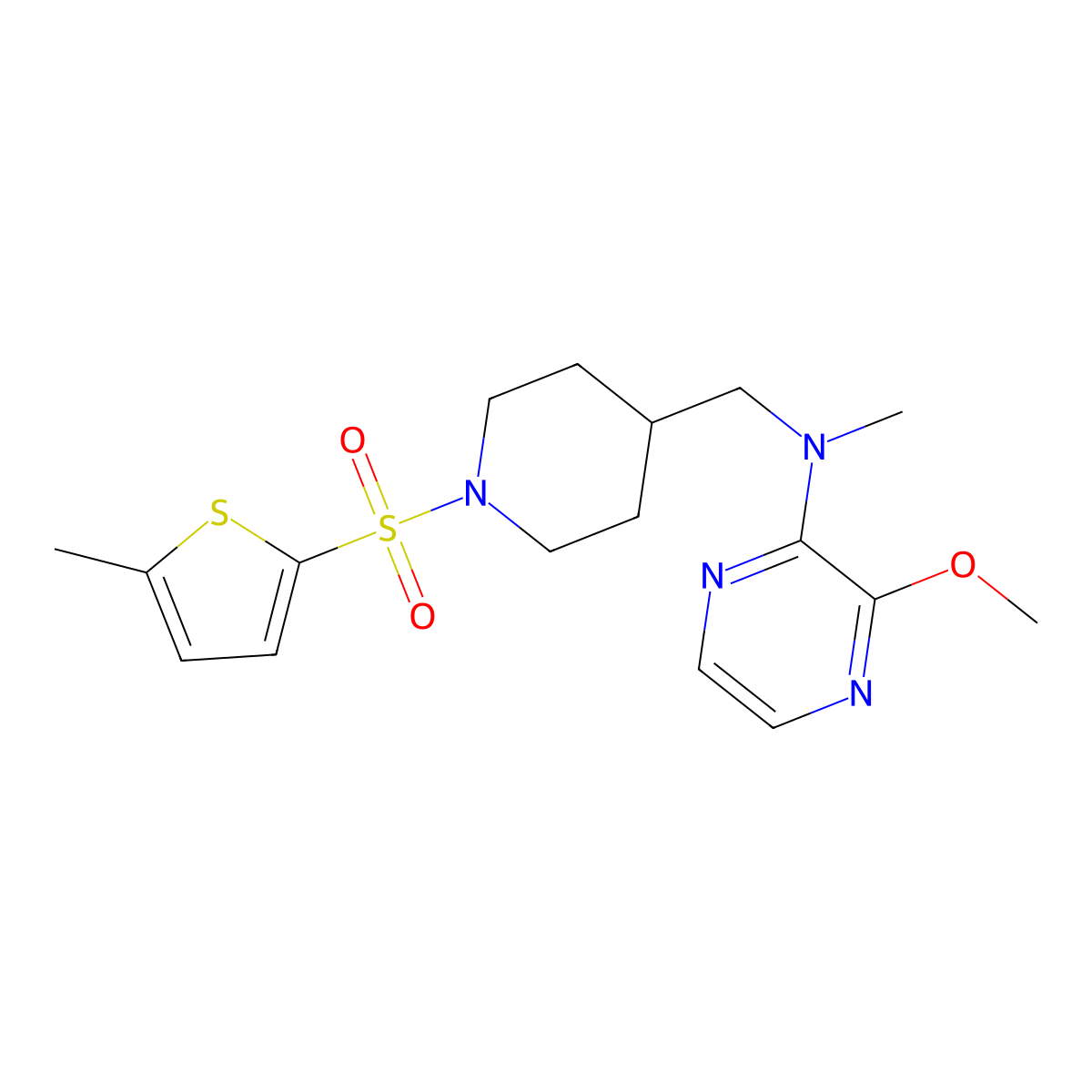 3-methoxy-N-methyl-N-({1-[(5-methylthiophen-2-yl)sulfonyl]piperidin-4-yl}methyl)pyrazin-2-amine molecular structure, CAS 2415562-94-4