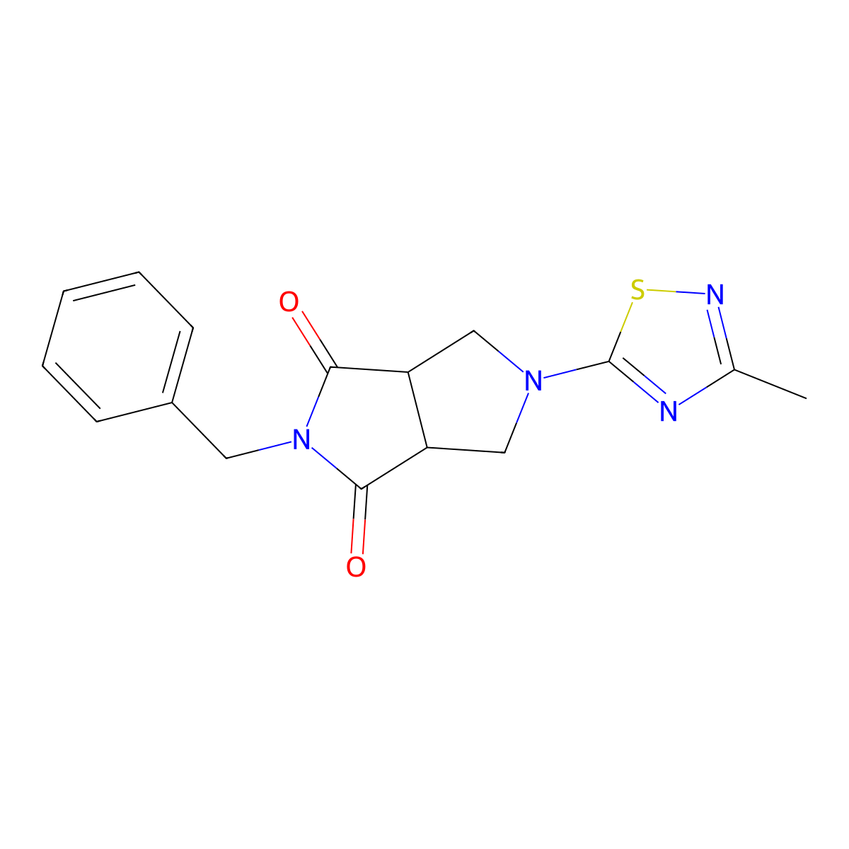2-Benzyl-5-(3-methyl-1,2,4-thiadiazol-5-yl)-octahydropyrrolo[3,4-c]pyrrole-1,3-dione molecular structure, CAS 2415562-95-5
