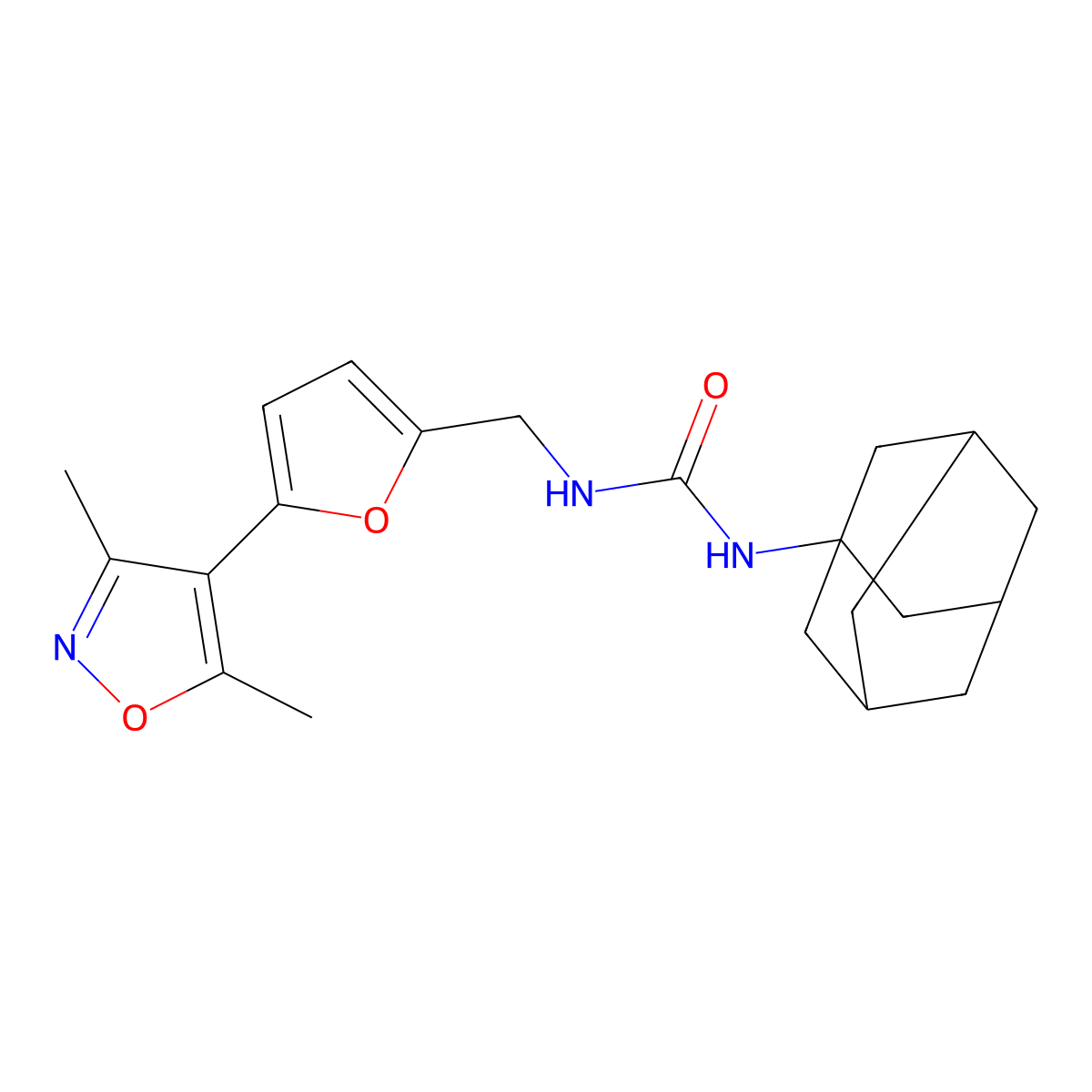 1-(Adamantan-1-yl)-3-{[5-(3,5-dimethyl-1,2-oxazol-4-yl)furan-2-yl]methyl}urea molecular structure, CAS 2415562-96-6