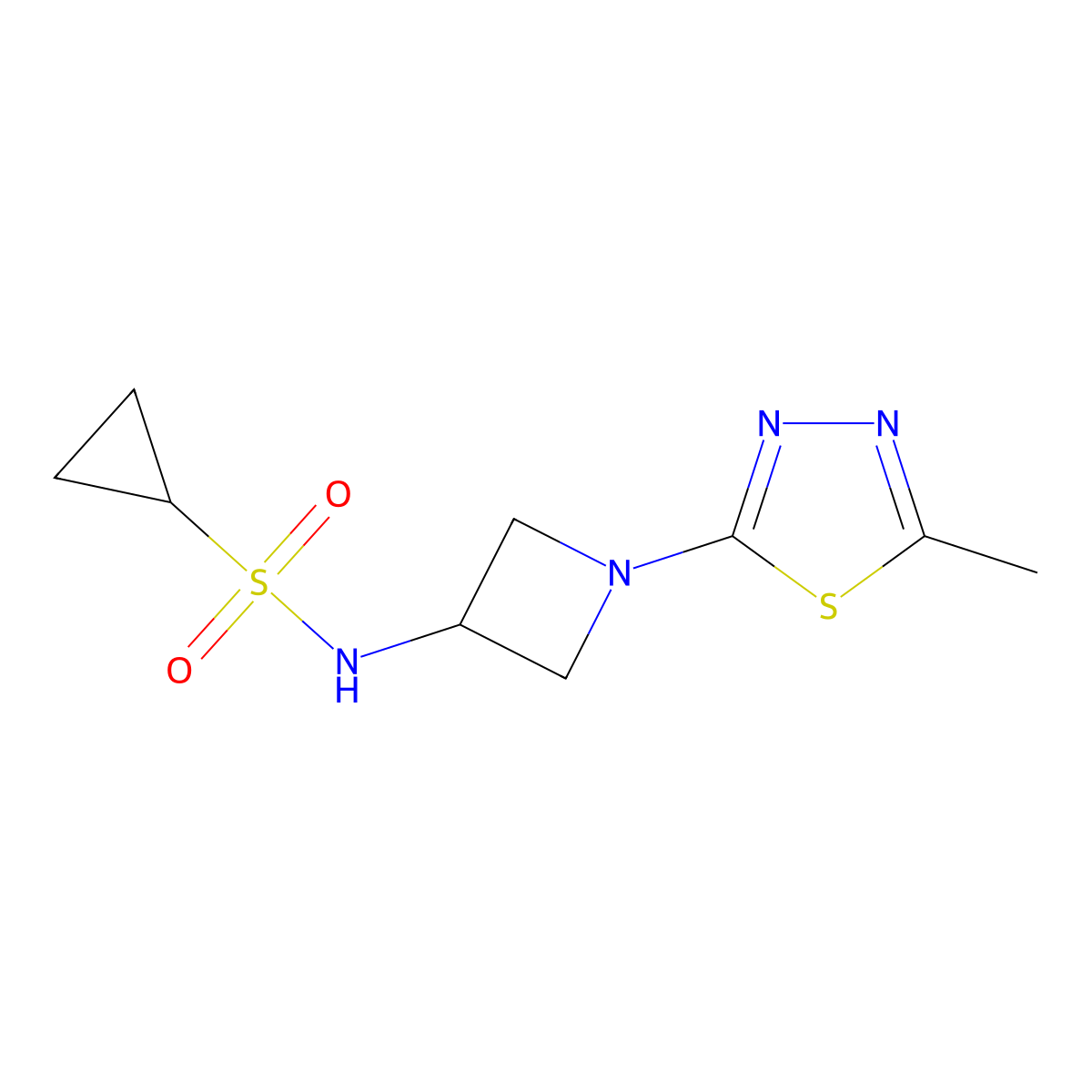 N-[1-(5-methyl-1,3,4-thiadiazol-2-yl)azetidin-3-yl]cyclopropanesulfonamide molecular structure, CAS 2415563-04-9