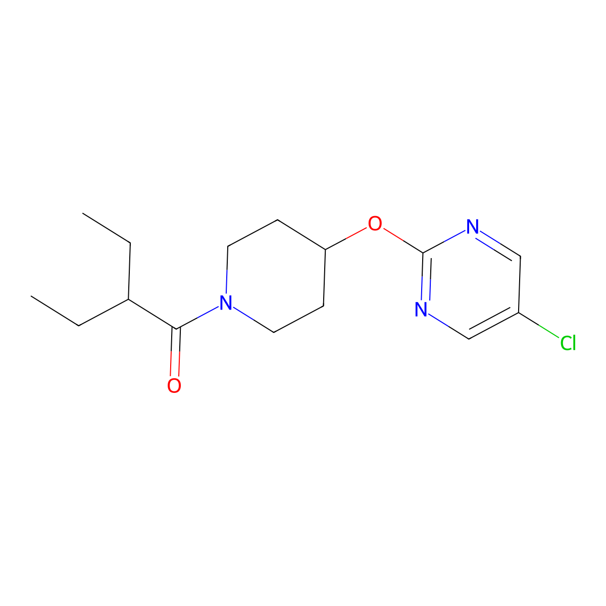 1-{4-[(5-Chloropyrimidin-2-yl)oxy]piperidin-1-yl}-2-ethylbutan-1-one molecular structure, CAS 2415563-05-0