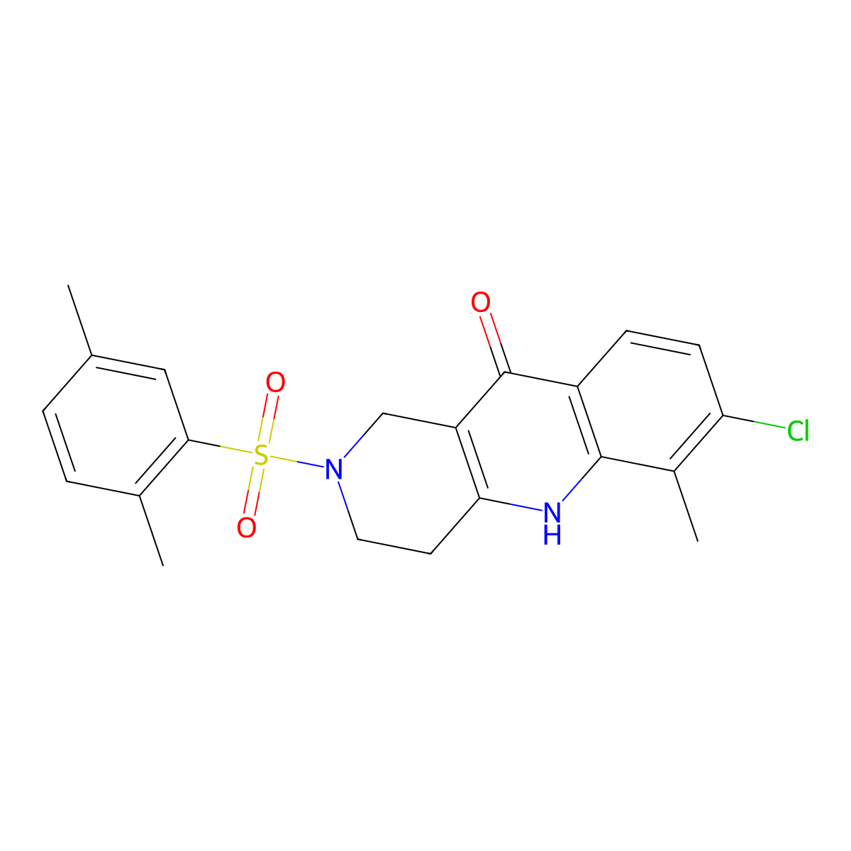 7-chloro-2-(2,5-dimethylbenzenesulfonyl)-6-methyl-1H,2H,3H,4H,5H,10H-benzo[b]1,6-naphthyridin-10-one molecular structure, CAS 2415563-06-1