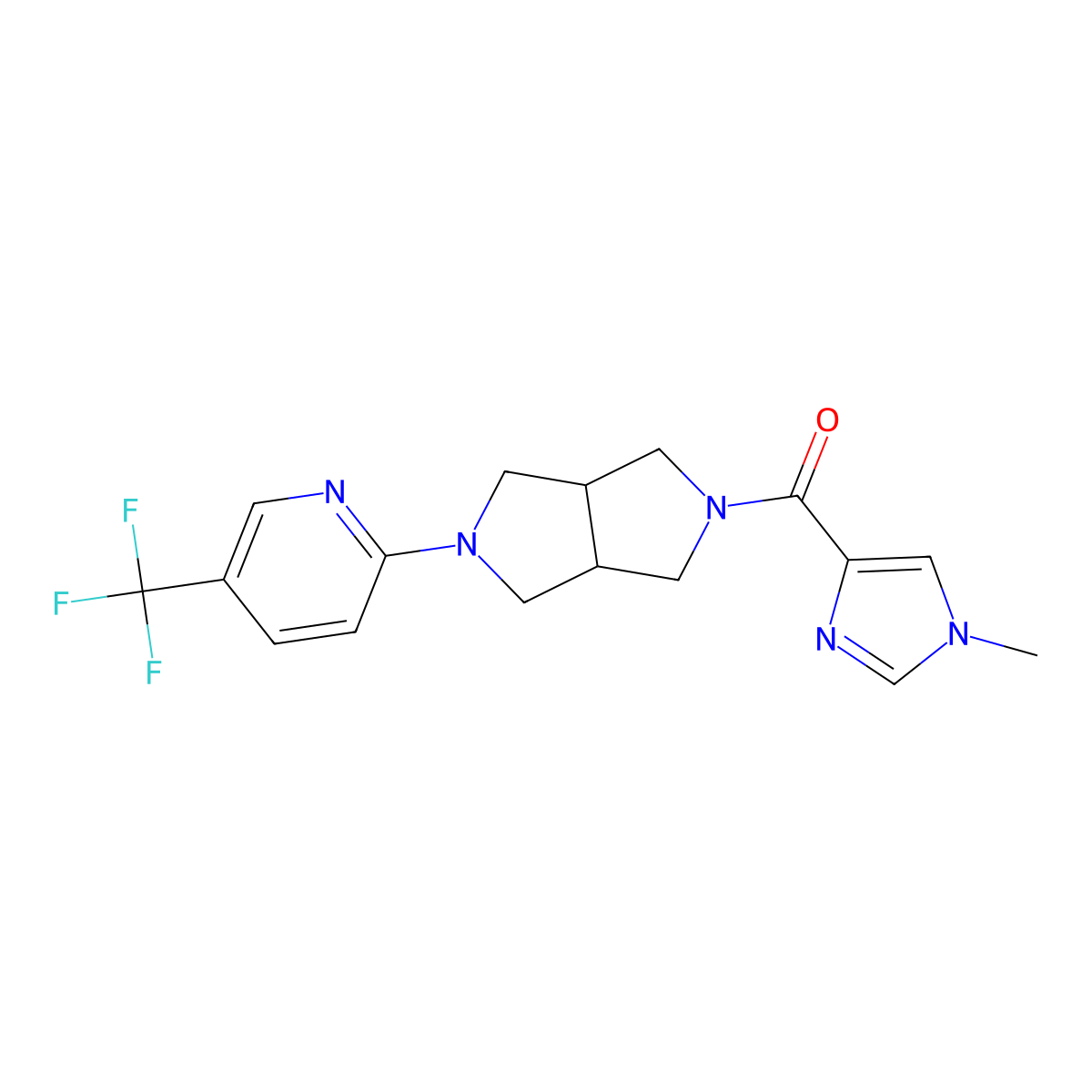2-[5-(1-methyl-1H-imidazole-4-carbonyl)-octahydropyrrolo[3,4-c]pyrrol-2-yl]-5-(trifluoromethyl)pyridine molecular structure, CAS 2415563-07-2