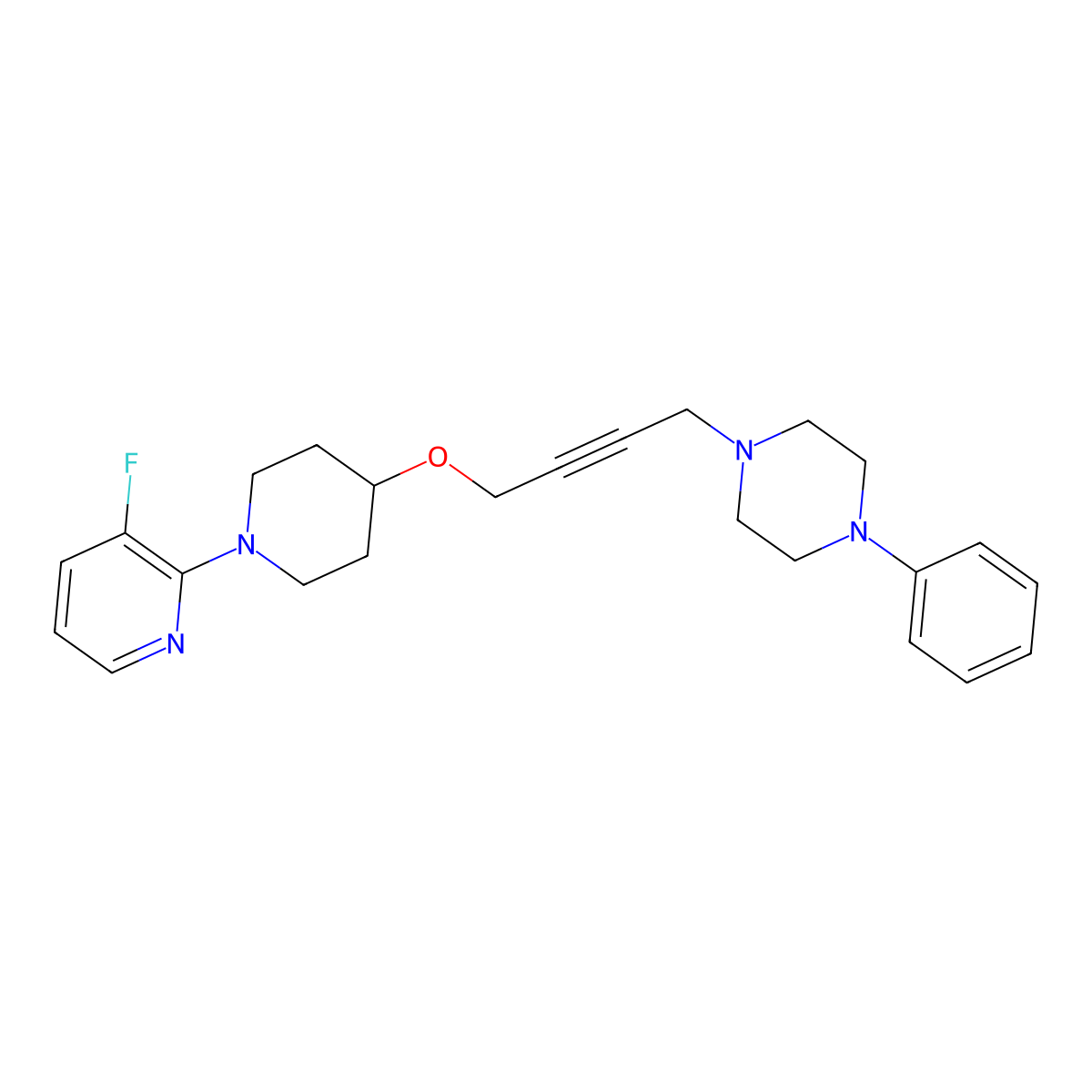 1-(4-{[1-(3-Fluoropyridin-2-yl)piperidin-4-yl]oxy}but-2-yn-1-yl)-4-phenylpiperazine molecular structure, CAS 2415563-10-7