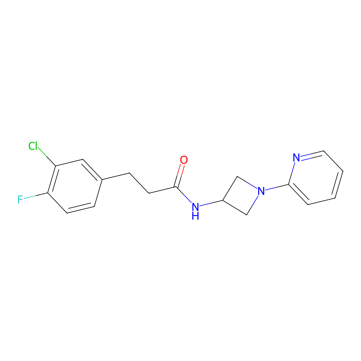 3-(3-chloro-4-fluorophenyl)-N-[1-(pyridin-2-yl)azetidin-3-yl]propanamide molecular structure, CAS 2415563-18-5