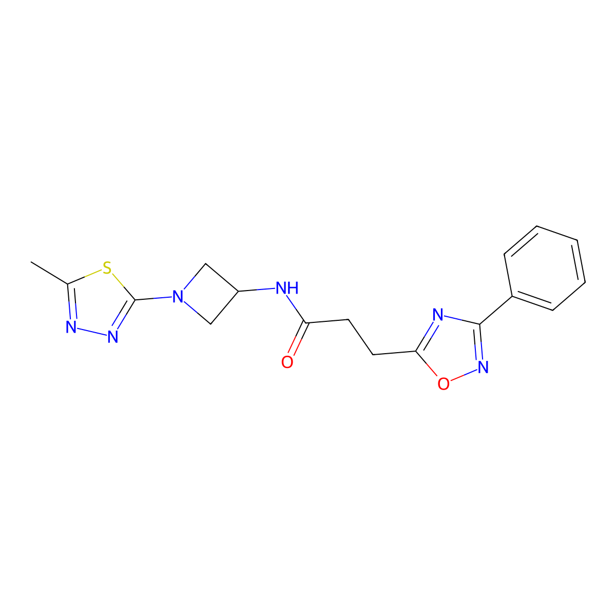 N-[1-(5-Methyl-1,3,4-thiadiazol-2-yl)azetidin-3-yl]-3-(3-phenyl-1,2,4-oxadiazol-5-yl)propanamide molecular structure, CAS 2415563-21-0