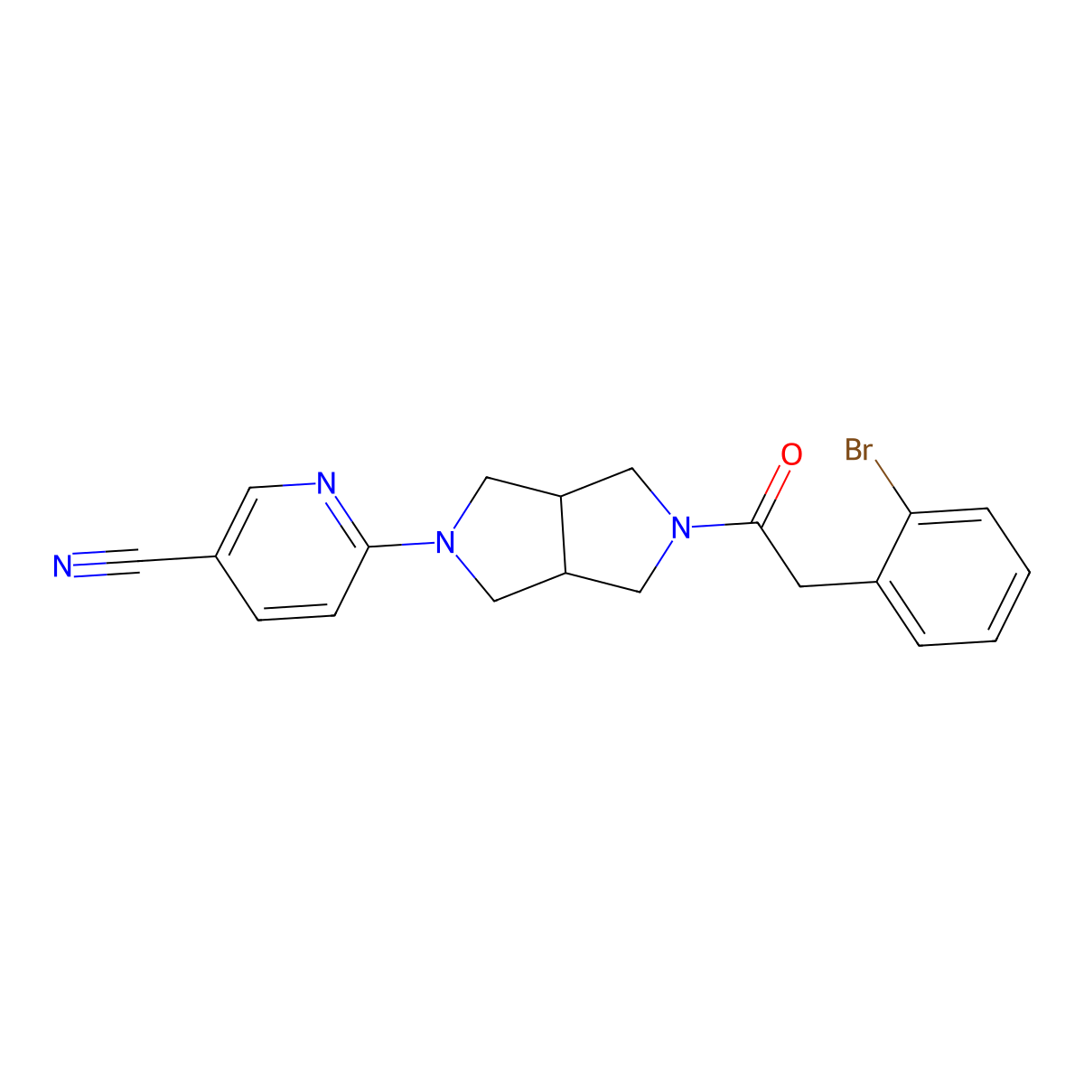 6-{5-[2-(2-Bromophenyl)acetyl]-octahydropyrrolo[3,4-c]pyrrol-2-yl}pyridine-3-carbonitrile molecular structure, CAS 2415563-25-4