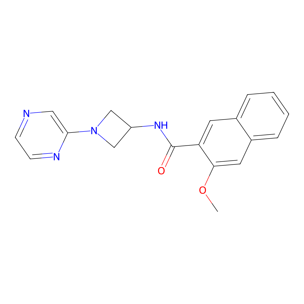 3-methoxy-N-[1-(pyrazin-2-yl)azetidin-3-yl]naphthalene-2-carboxamide molecular structure, CAS 2415563-27-6