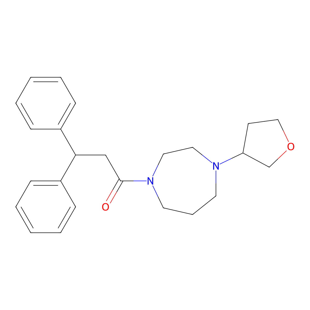 1-[4-(Oxolan-3-yl)-1,4-diazepan-1-yl]-3,3-diphenylpropan-1-one molecular structure, CAS 2415563-30-1