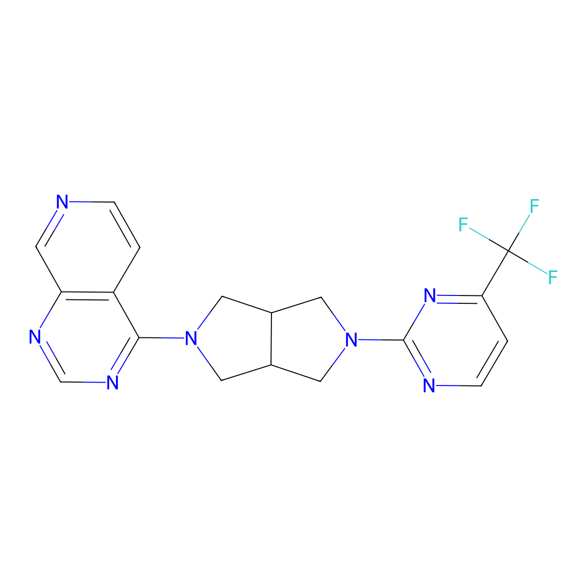 2-(5-{Pyrido[3,4-d]pyrimidin-4-yl}-octahydropyrrolo[3,4-c]pyrrol-2-yl)-4-(trifluoromethyl)pyrimidine molecular structure, CAS 2415563-33-4