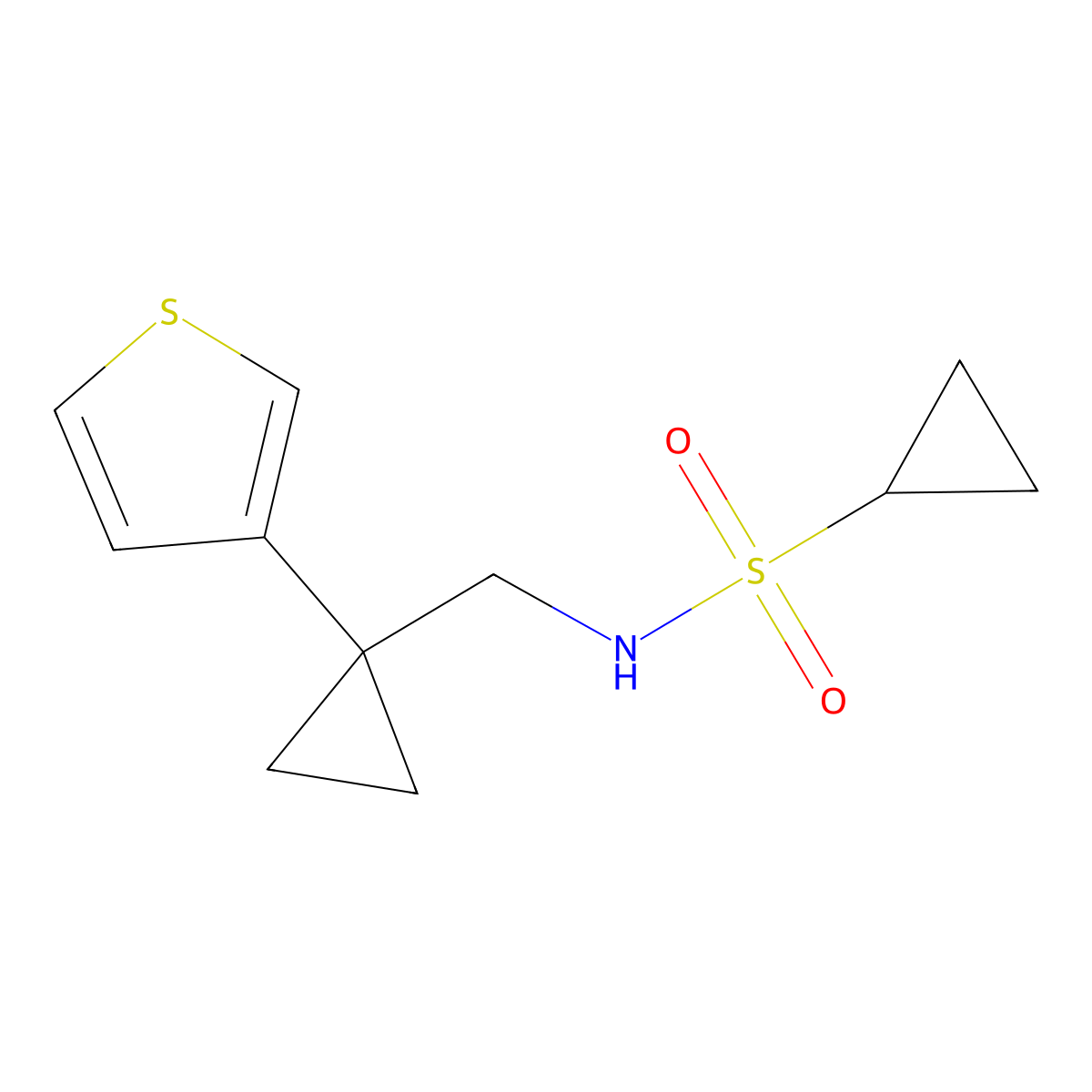 N-{[1-(thiophen-3-yl)cyclopropyl]methyl}cyclopropanesulfonamide molecular structure, CAS 2415563-35-6