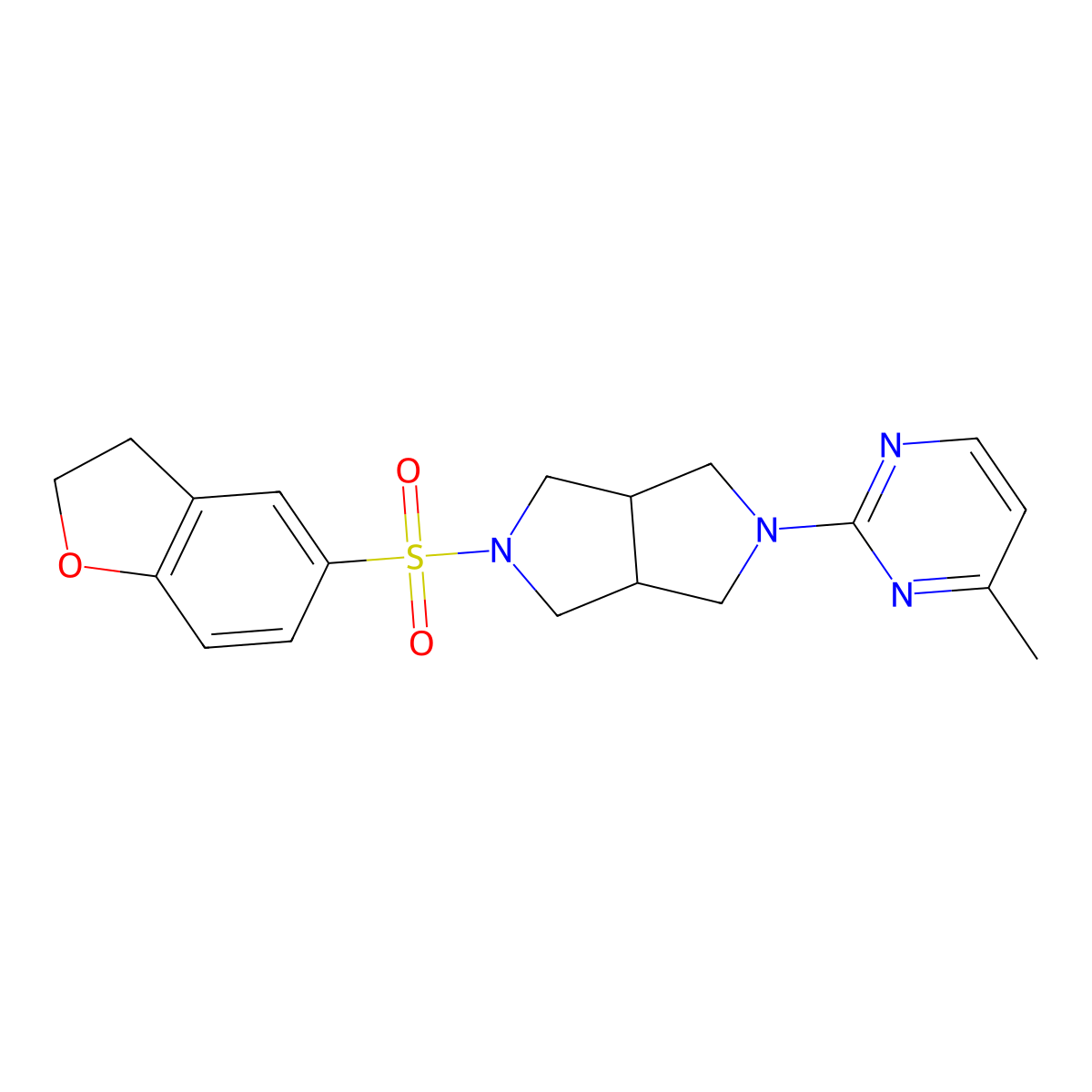2-[5-(2,3-Dihydro-1-benzofuran-5-sulfonyl)-octahydropyrrolo[3,4-c]pyrrol-2-yl]-4-methylpyrimidine molecular structure, CAS 2415563-42-5