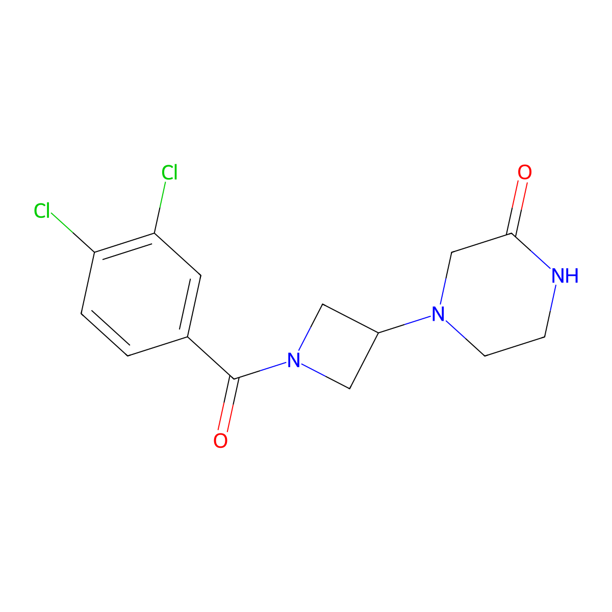4-[1-(3,4-Dichlorobenzoyl)azetidin-3-yl]piperazin-2-one molecular structure, CAS 2415563-43-6