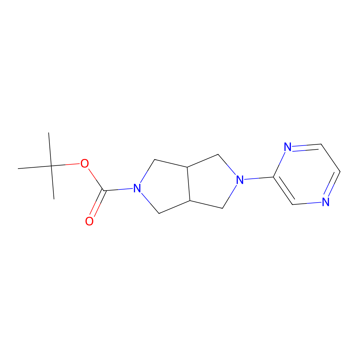 Tert-butyl 5-(pyrazin-2-yl)-octahydropyrrolo[3,4-c]pyrrole-2-carboxylate molecular structure, CAS 2415563-44-7