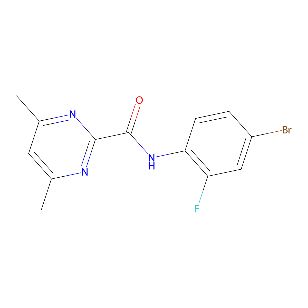 N-(4-Bromo-2-fluorophenyl)-4,6-dimethylpyrimidine-2-carboxamide molecular structure, CAS 2415563-47-0