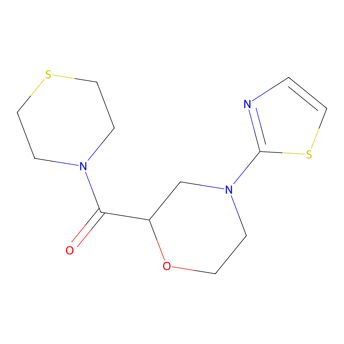 4-(1,3-Thiazol-2-yl)-2-(thiomorpholine-4-carbonyl)morpholine molecular structure, CAS 2415563-48-1